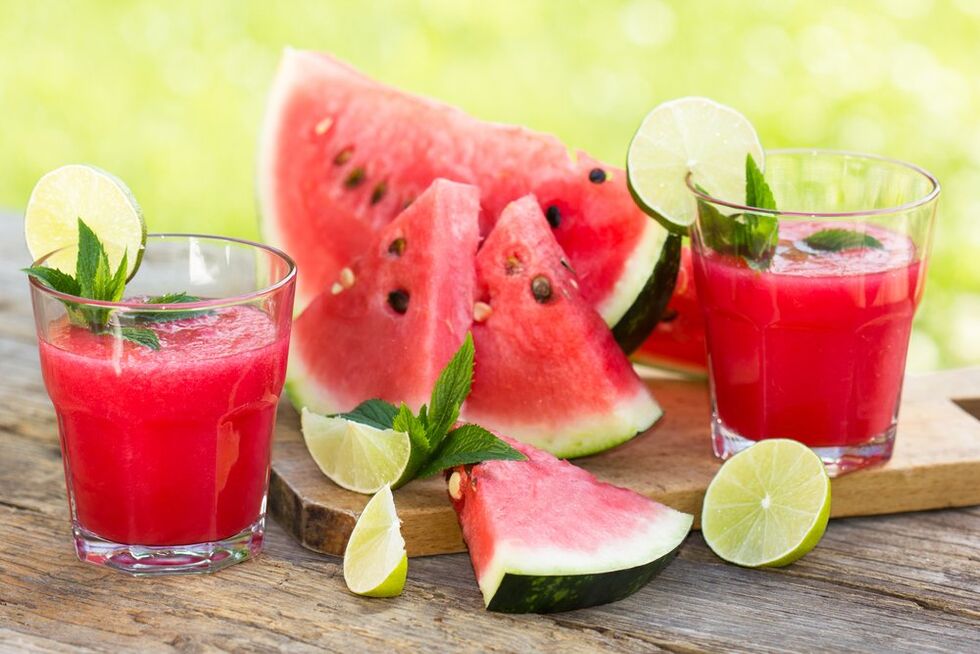 Slices of watermelon and fresh watermelon in the diet menu